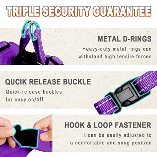 Dog Harness Step in Dog Vest Harness, Reflective Adjustable Puppy No Pull Harness Breathable Soft for Small and Medium Dogs Cats, Purple, XS - color: Purple, size: X-Small