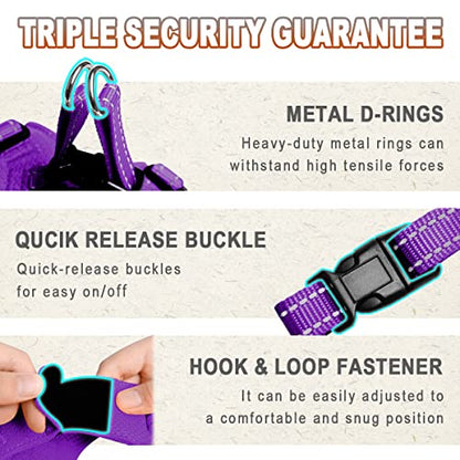 Dog Harness Step in Dog Vest Harness, Reflective Adjustable Puppy No Pull Harness Breathable Soft for Small and Medium Dogs Cats, Purple, XS - color: Purple, size: X-Small