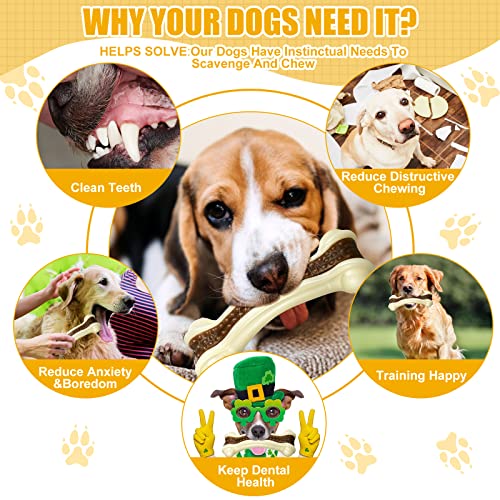 Sosation 3 Pack Chew Toys for Aggressive Chewers, Bone Toys Nylon Beef Flavor Dog Teething Toys for Large/Medium/Small Puppies Breeds(Large, Medium, Curved Bone) - size: Large, Medium, style: Curved Bone