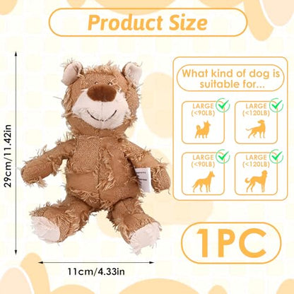 MAXBECK Dog Companion for Heavy Chewers- Indestructible Robust Bear Dog Toy, Resistant Squeaky Dog Toys for Heavy Chewers, Unbreakable Stuffed Plush Dog Toys for Aggressive Chewers (B-Oak) - color: B-Oak