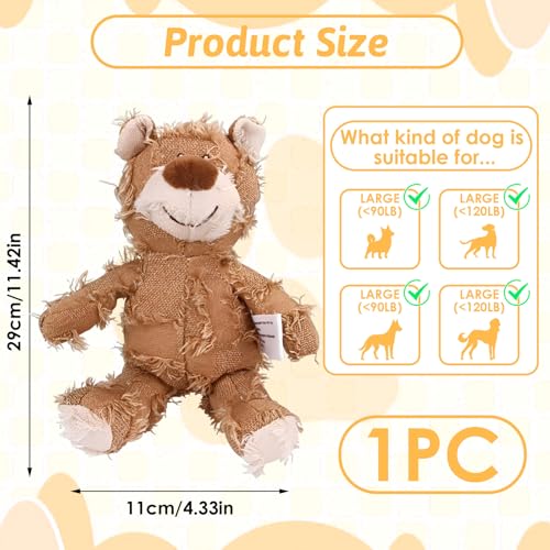 MAXBECK Dog Companion for Heavy Chewers- Indestructible Robust Bear Dog Toy, Resistant Squeaky Dog Toys for Heavy Chewers, Unbreakable Stuffed Plush Dog Toys for Aggressive Chewers (F-Oak+Purple) - color: F-Oak+Purple