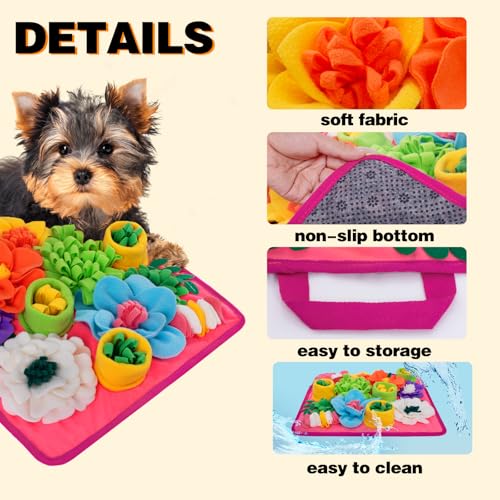 Snuffle Mat for Dogs, Sniff Mat Slow Feeding Mat for Small Pets Cats, Rabbits - Help Stress Relief and Training - Stimulate Your Pet's Foraging Skills! (Bright Pink) - color: Bright Pink