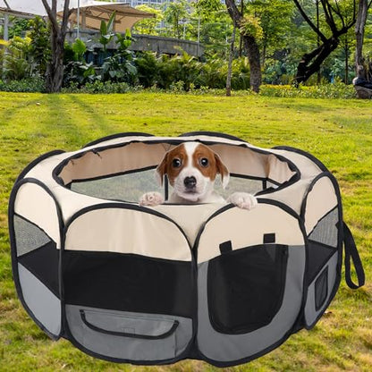 Pet Cat Playpen for Indoor Cats,Puppy Small Dog Cat Tent Crates Cage,Portable Pet Dog Playpen,29x29x16,Grey/Beige,1Pack - color: F2916 Grey