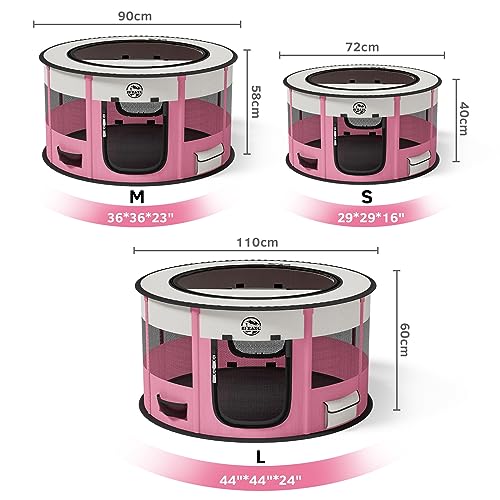 Dog Playpen Puppy Play Pen Indoors Pet Crate Small Dog Cage Portable Foldable Cat Kennel for Kitten Hamster Rabbit Bunny Guinea Pig with Collapsible Food Bowl Carrying Case - color: Pink, style: M