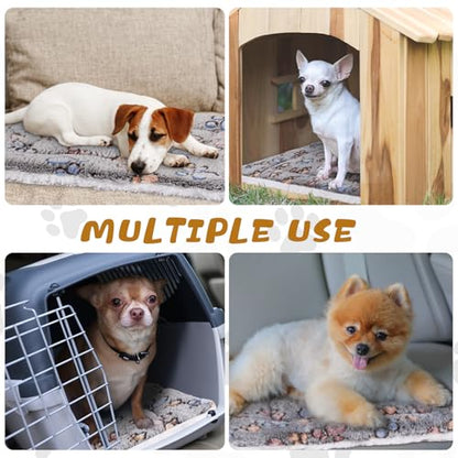 Tuanse 4 Pack Ultra Soft Dog Cat Bed Mat Small Animal Guinea Pig Bed with Cute Print Reversible Fleece Dog Crate Kennel Pad Cozy Washable Thickened Hamster Pet Beds Mat(21 x14 Inches,Light Gray) - color: Light Gray, size: 21 x 14 Inches
