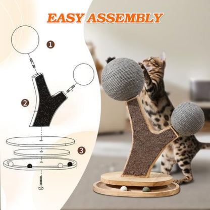 Cat Tree Cat Scratching Post with Vertical Cat Scratcher, Interactive Toy Balls, Handmade Cat Furniture with Natural Materials, Cute Kitten Scratch Post, Easy-to-Clean - color: SZ-6