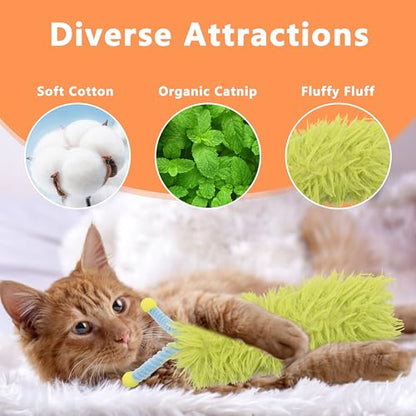 3 Pack Catnip Pillows - Soft and Durable Cat Toys With Antennae, Rich Color, Indoor Interactive Kicker, Companion for Cats (Antenna Green Set) - color: A-Green+Blue+Pink