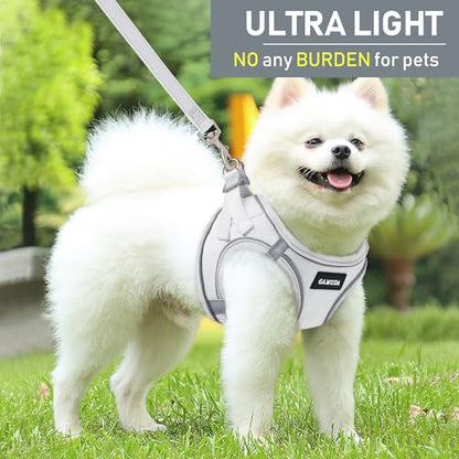 Small Pet Harness Collar and Leash Set, Step in No Chock No Pull Linen Fabric Soft Mesh Dog Vest Harnesses Reflective for Dogs Puppy Cats Kitten Rabbit (White, XXS) - color: White, size: XXS