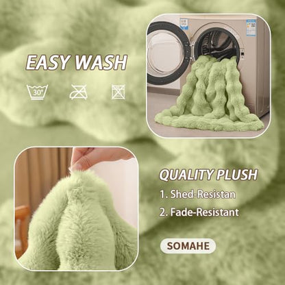 Dog Blanket, Reversible Sherpa & Bubble Fleece Pet Throw, Ultra-Soft Plush for Medium Dogs, Machine Washable, Anti-Static, Warm & Cozy, 39"×31" Inch Green - color: Green, size: 39"L x 31"W Inches