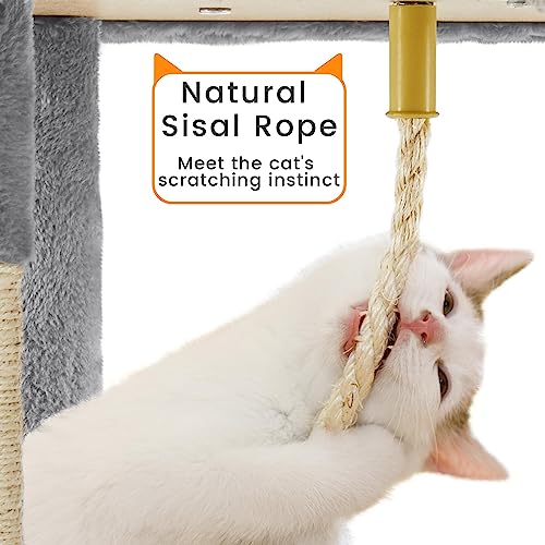 Yaheetech XL Cat Tree, 72in Multi-Level Cat Tower with 2 Cozy Caves, 3 Soft Perches, Scratching Posts, Board, and Dangling Ball, Pet Furniture Play House for Kittens/Cats, Light Gray - color: Light Gray