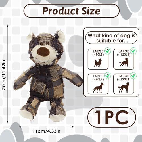 MAXBECK Dog Companion for Heavy Chewers- Indestructible Robust Bear Dog Toy, Resistant Squeaky Dog Toys for Heavy Chewers, Unbreakable Stuffed Plush Dog Toys for Aggressive Chewers (E-Navy+Purple) - color: E-Navy+Purple