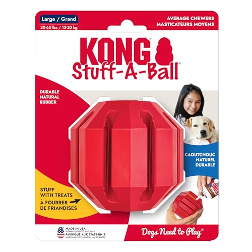 KONG Stuff-A-Ball - Durable Chew Toy for Dogs - Natural Rubber Dog Toy for Dental Health - Pet Toy for Chewing & Teeth Cleaning - Stuffable Toy for Dog Treats & Snacks - for Large Dogs - size: Large