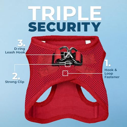 Best Pet Supplies Voyager Step-in Air Harness - All Weather Mesh, Reflective, No Pull Harness for Dogs, Cats - Secure with Hook & Loop Fastener, Buckle, Double D-Rings - Red, XS - size: Cat XS (Chest 13.5 - 15")