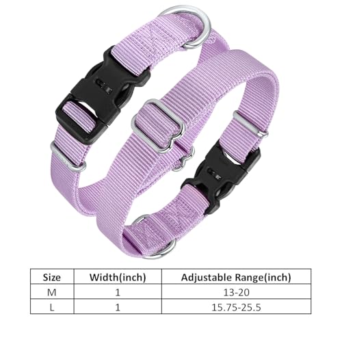 Mikivery Nylon Dog Collar with Quick Release Buckle Soft Adjustable Sturdy for Small Medium Large Dogs Violet,L - color: Violet, size: L：17.5"-25.5"