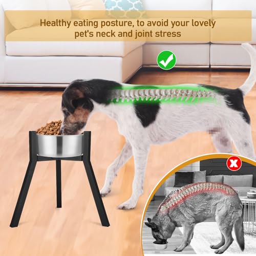 Blulu 2 Pack Adjustable Raised Dog Bowl Stand for Water and Food, Large Anti-Slip Metal Dog Food Holder Wide 7-10.6" Heights 13", Bowl Not Included(Black) - color: Black