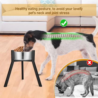 Blulu 2 Pack Adjustable Raised Dog Bowl Stand for Water and Food, Large Anti-Slip Metal Dog Food Holder Wide 7-10.6" Heights 13", Bowl Not Included(Black) - color: Black