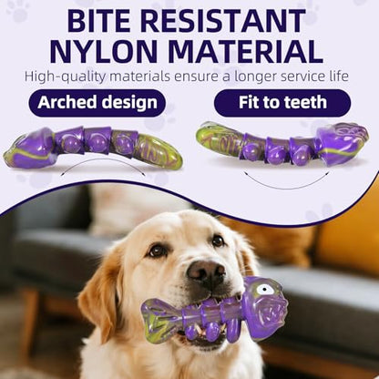 Dog Chew Toys for Aggressive Chewers：2 Pack Indestructible Dog Toy for Large, Medium Breed to Keep Them Busy Bacon and Beef Flavor - color: Beef Bone & Bacon—2PC