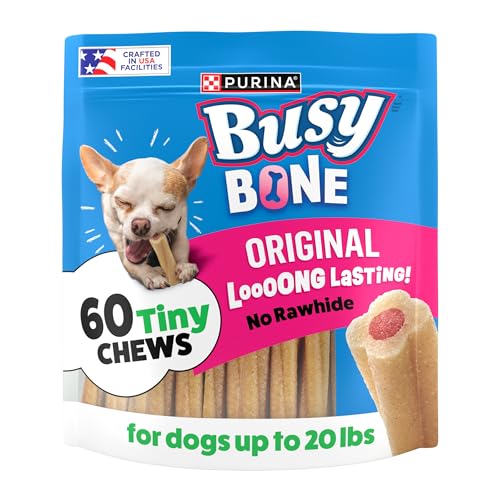 Purina Busy Bone Adult Toy Breed Dog Chew Bone Treats, Tiny - 60 ct. Pouch - size: 2 Pound (Pack of 1)