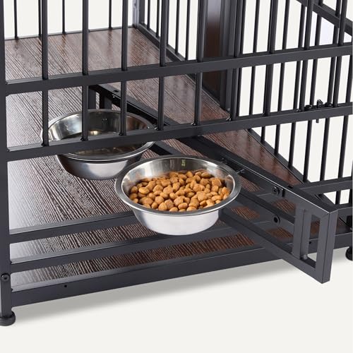 Amazon Basics Furniture Style Dog Crate, Two Bowls Included, 41" x 23.6" x 29.5", Walnut - size: 41''