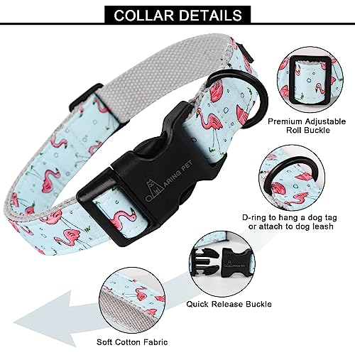 ARING PET Summer Dog Collar, Cute Flamingo Adjustable Lightweight Cotton Pet Collars for Small Medium Large Boy and Girl Dogs, X-Small - color: Flamingo, size: X-Small