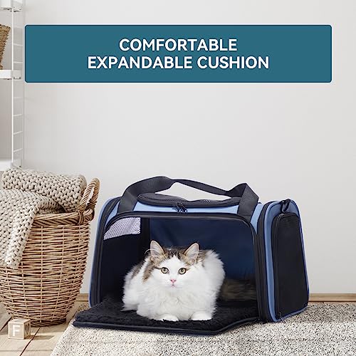 PETSFIT Pet Carrier, Dog Carrier Airline Approved, Collapsible Soft Sided TSA Approved Pet Carrier for Small and Medium Cats, Puppies Up to 12 Lbs, Cat Travel Carrier, Blue - color: Blue, size: Medium