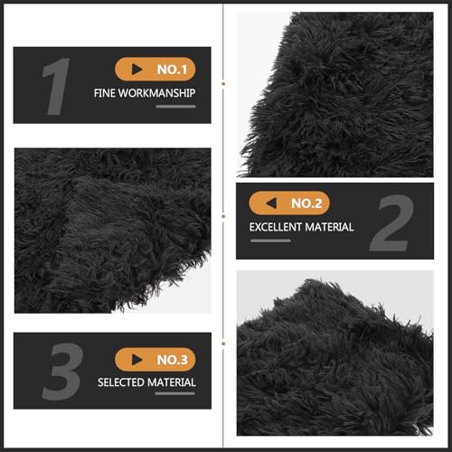 Ciieeo Fluffy Pet Pad Double-Layer Plush Dog Blanket Warm Soft Crate Mat Anti-Slip Cushion for Small Medium Large Dogs and Cats Deep Gray S