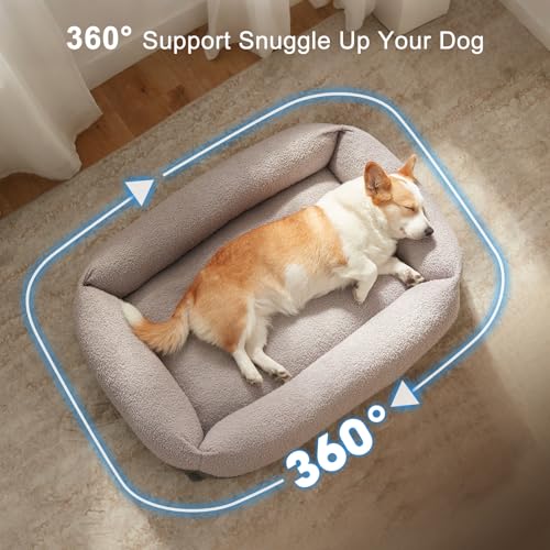 Dog Bed Extra Large Sized Dogs, Washable Comfy Fluffy XL Dog Beds, Removable Zipper Cover Machine Wash, Soft Sleeping Bed Durable Pet Cuddler with Anti-Slip Bottom, 42"x30"x8", Grey - color: Grey, size: XL(42''x30''x8'')