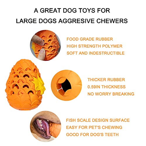 Indestructible Dog Toys for Large Aggressive Chewers - Durable Dragon Egg Dog Toy, Tough Treat Dispensing - color: Orange yellow