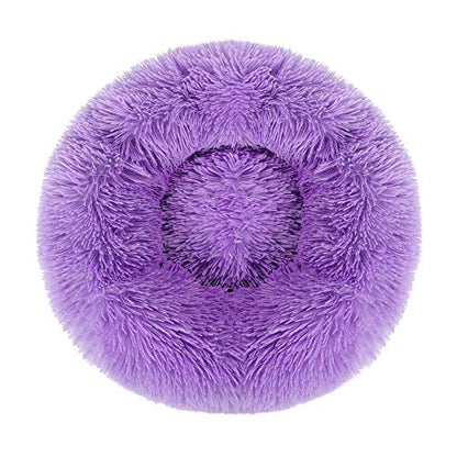 otoez Kitten Puppy Bed Extra Small XS Round Dog Cat Beds Anti Anxiety Plush Pet Calming Donut Bed with Non-Slip Waterproof Bottom, Washable (15.7", Purple) - color: Purple, size: 15.7"