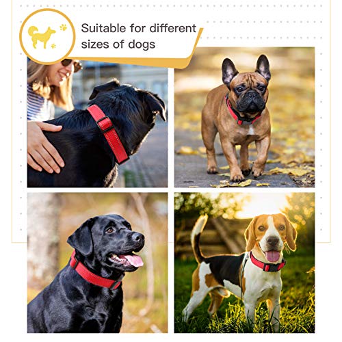 HEELE Dog Collar, Reflective Dog Collar, Soft Neoprene Padded Breathable Nylon Pet Collar Adjustable for Small Dogs, Red, S(10.23-14.96") - color: Red, size: Small (10.23-14.96")