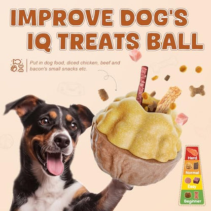 Dog Frozen Treats Toy, Cognitive Dogs Brain Stimulation Puzzle Toys for Aggressive Chewers, Interactive Dispensing Toy Enrichment Keep Them Busy No-Boredom, Tough Nylon&Coffe Wood Fillable Dog Feeder - color: Coffe Wood