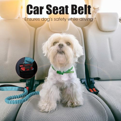 BUMBIN 6Ft Dog Leash Large Dogs, Bungee Dog Leash with 2 Handles, Heavy Duty Leashes for Medium Small Dogs, No Pull Shock Absorbing，with Car Seat Belt for Training, Blue - color: Blue