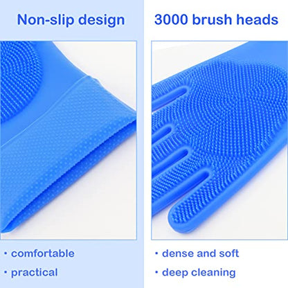 Pet Grooming Gloves, Dog Washing Gloves with High-Density Teeth, Heat Resistant Silicone Dog Bath Scrubber with Enhanced Five Finger Design, Bathing and Massaging for Dogs and Cats - color: Blue