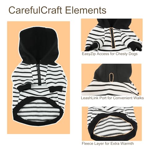 Dog Sweaters for Medium Dogs Boy French Bulldog Clothes,Frenchie Clothes Dog Fleece Sweaters Winter Coat Pet Sweatshirt Hoodie Medium Sized Halloween Costume,Black Striped,L - color: Black Striped, size: Large