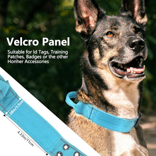 Tactical Dog Collar with Control Handle, Military Adjustable Pet Collar Reflective Heavy Metal Buckle Dog Collar, Soft Nylon Training Collar for Medium Large Dogs (Blue, Medium) - color: Blue, size: Medium