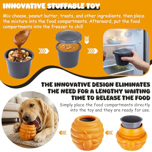Gemscream 1 Pack Large Dog Toys for Aggressive Chewers, Dog Treat Dispensing Toy to Keep Them Busy, 2-in-1 Fillable Holder with 2 Cups and Food-Dispensing Lids for Large Medium (Yellow) - color: Yellow