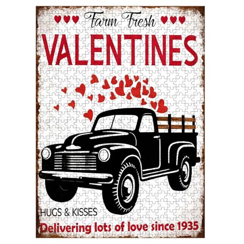 1000 Pieces Jigsaw Puzzles for Adults, Farm Fresh Valentines Hugs & Kisses Truck Art Puzzle, Stress Relief Hand-Eye Coordination Brain Teaser Puzzle 29.5x19.7 Inch - color: Wooden Puzzle11, size: 1000 Piece pcs
