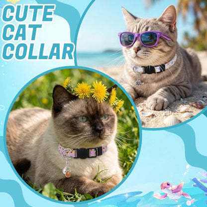 18 Pcs Breakaway Cat Collars with Bells Pendants Adjustable Cute Cat Collars with Ice Cream Sea Pattern Summer Kitten Collar for Girl Boy Cats - color: Summer Animals
