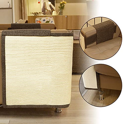 Cat Scratch Furniture Protector with Natural Sisal for Protecting Couch Sofa Chair Furniture,Couch Protector from Cat Claws 23.6L''*19.7W'' (Brown, Right Handed) - color: Brown