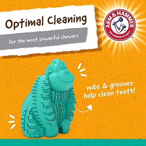 Arm and Hammer for Pets Super Treadz Gorilla Dental Chew Toy for Dogs - Reduces Plaque and Tartar Without Brushing, Baking Soda Infused, Dishwasher Safe, Dogs Up to 35 Lbs - size: Large (Pack of 1), style: A Gorilla