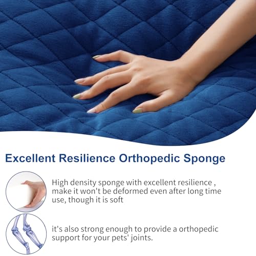 Large Dog Bed, Orthopedic Foam Big Dog Bed Mattress, 40 inch Joint Relief Pet Sleeping Beds, Non Slip Bottom with Removable Washable Cover, Dark Blue - color: Dark Blue, size: 40.0"L x 35.0"W x 3.5"Th