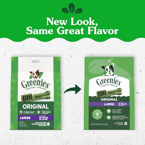 Greenies Veterinarian-Recommended Adult Natural Dental Dog Treats Large Size, Dog Dental Chews, Original Flavor, 12 oz. Pack, 8 Count - size: 8 Count (Pack of 1)