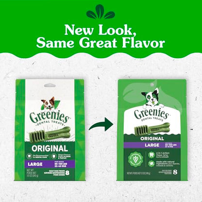 Greenies Veterinarian-Recommended Adult Natural Dental Dog Treats Large Size, Dog Dental Chews, Original Flavor, 12 oz. Pack, 8 Count - size: 8 Count (Pack of 1)
