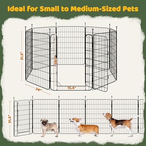 Yaheetech Dog Playpen for Puppy/Small Dogs, Foldable Pet Pen Expandable Fence with Door for Indoor/Outdoor Use, 32 Inch 8 Panels, Black - size: 32 inch