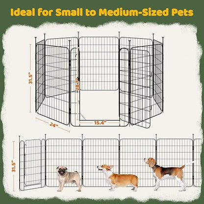 Yaheetech Dog Playpen for Puppy/Small Dogs, Foldable Pet Pen Expandable Fence with Door for Indoor/Outdoor Use, 32 Inch 8 Panels, Black - size: 32 inch