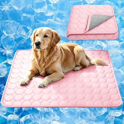 Dog Cooling Mat 2026 Upgraded Arc-Chill Cooling Dog Bed Mat, Washable Pet Cooling Pad (Q-Max>0.4) Cooling Mat for Dogs & Cats Indoor & Outdoor Car Seats (Pink, 28x22 in) - color: Pink, size: 28x22 in