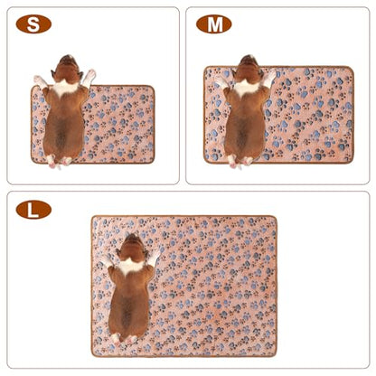 1 Pack 3 Blankets Super Soft Fluffy Premium Fleece Pet Blanket Flannel Paw Printed Throw for Dog Puppy Cat (Medium 30x20'', Brown, Pink, White) - color: White, Pink, Brown, size: 30x20 inch(Pack of 3)