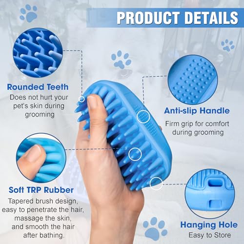 Dog Shampoo Brush & Dog Shower Brush, Upgraded Pet Grooming Bath Brush with Soft Silicone Bristles, Adjustable Handle Massage Comb for Long & Short Hair Dogs and Cats - color: Pet Silicone Shampoo Brush 2