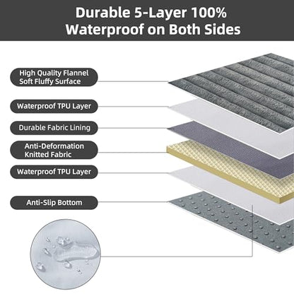 Dog Bed Extra Large Sized Dogs, Orthopedic Flannel XXL Dog Bed with Removable Washable Cover, Waterproof Indestructible Big Dogs Beds with Anti-Slip Bottom, Egg Crate Memory Foam Pad, 47"x29"x4", Grey - size: XXL(47"x29"x4")