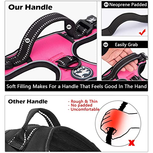 PoyPet No Pull Dog Harness, No Choke Front Lead Dog Reflective Harness, Adjustable Soft Padded Pet Vest with Easy Control Handle for Small to Large Dogs(Pink,S) - color: Pink, size: S